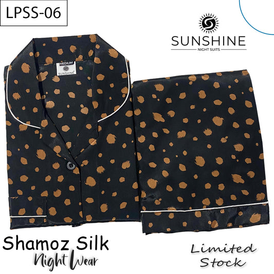Golden Stroke Shamoz Printed Silk Nightdress LPSS-06