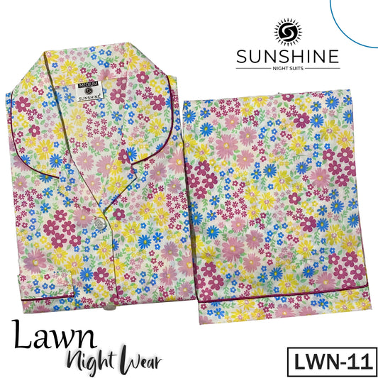 Colorful Flowers Printed Lawn Nightdress LWN-011