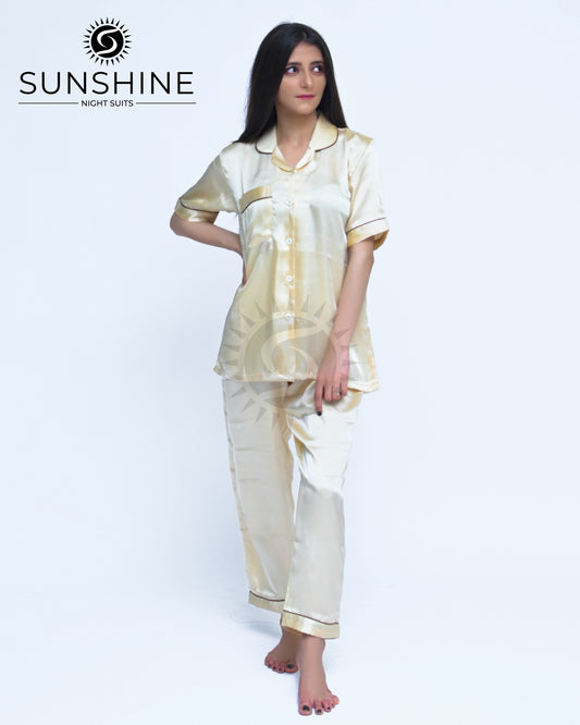 Light Golden Plain Shamoz Silk Nightdress WSSN-11