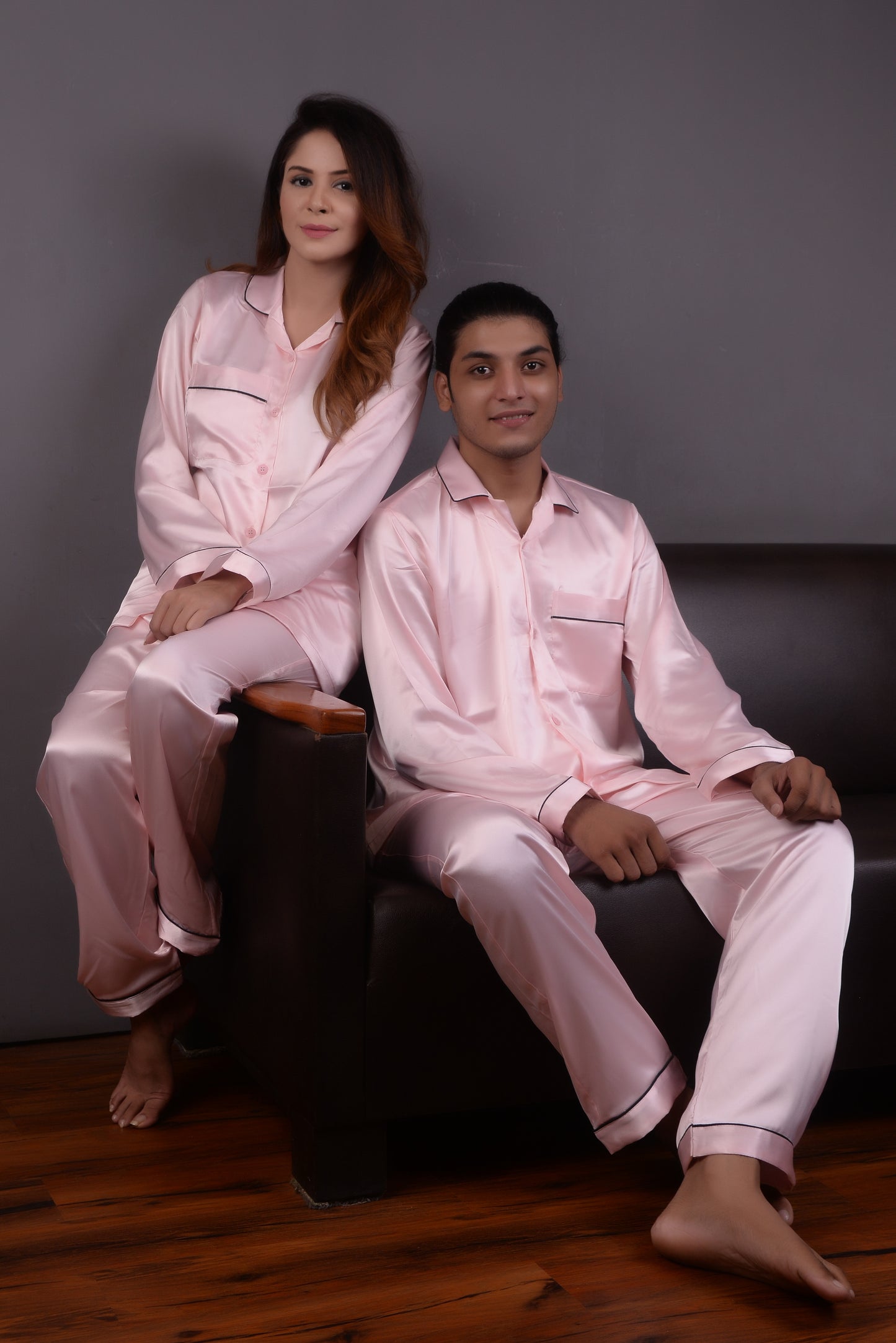 Light Pink Silk Couple Nightdress SCN-08