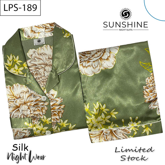 Olive Flowers Printed Silk Nightdress LPS-189
