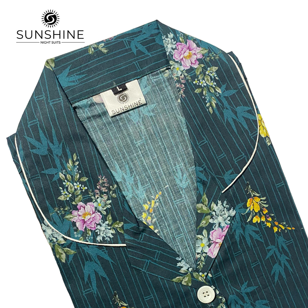 Teal Floral 100% Printed Lawn Nightdress LWN-15