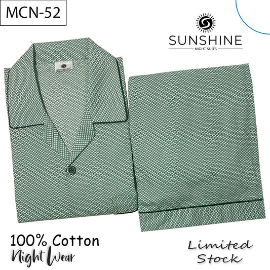 Light Green Dots Printed 100% Cotton Night Suit – MCN-52