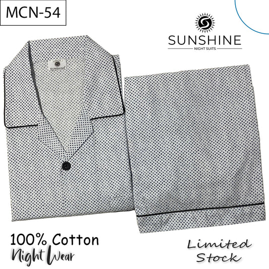 White Star Printed 100% Cotton Night Suit – MCN-54