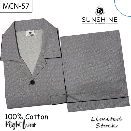 Black Geometric Printed 100% Cotton Night Suit – MCN-57