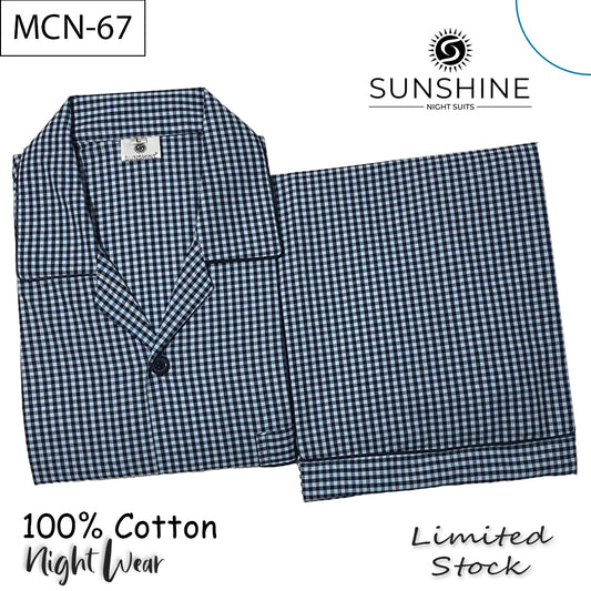 Steel Blue Check 100% Cotton Night Suit – MCN-67