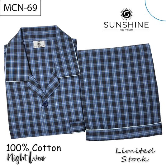 Classic Blue Check 100% Cotton Night Suit – MCN-69