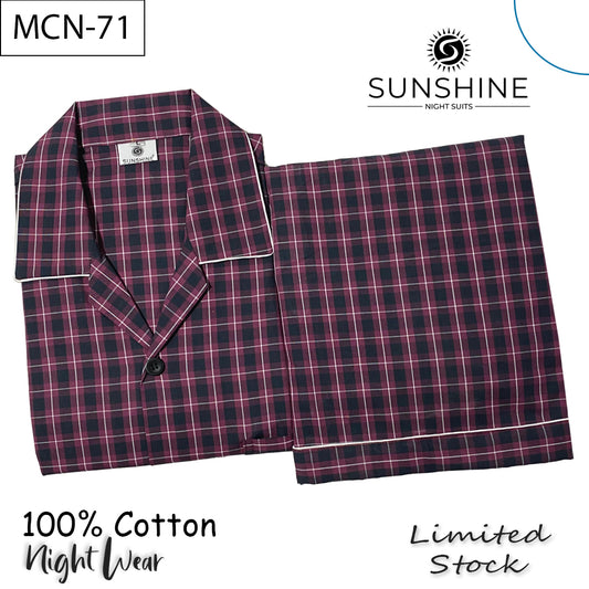 Dark Magenta Check 100% Cotton Night Suit – MCN-71