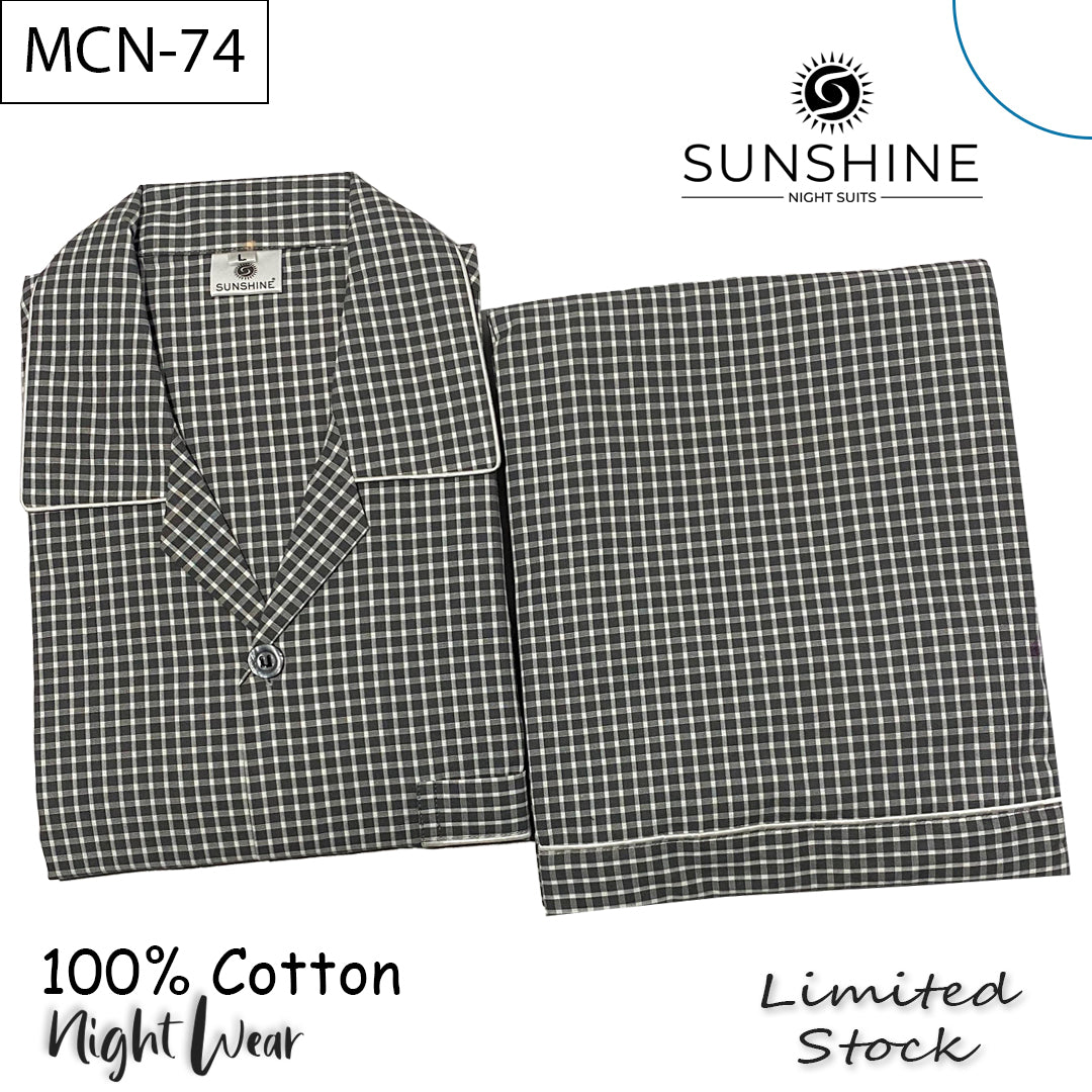 Grey Palaka Check 100% Cotton Night Suit – MCN-74