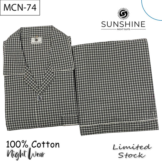 Grey Palaka Check 100% Cotton Night Suit – MCN-74