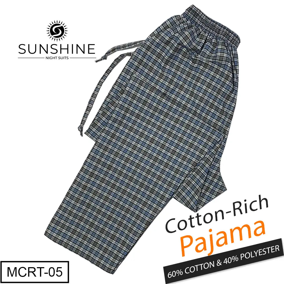 Bluish Grey Check Cotton Rich Pajamas MCRT-05