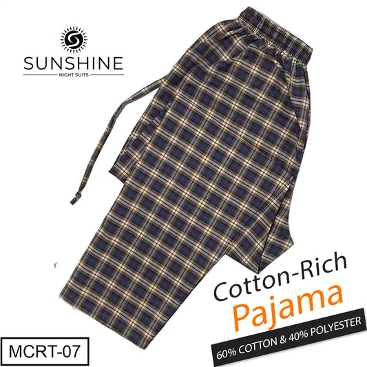 Navy Blue Check Cotton Rich Pajamas MCRT-07