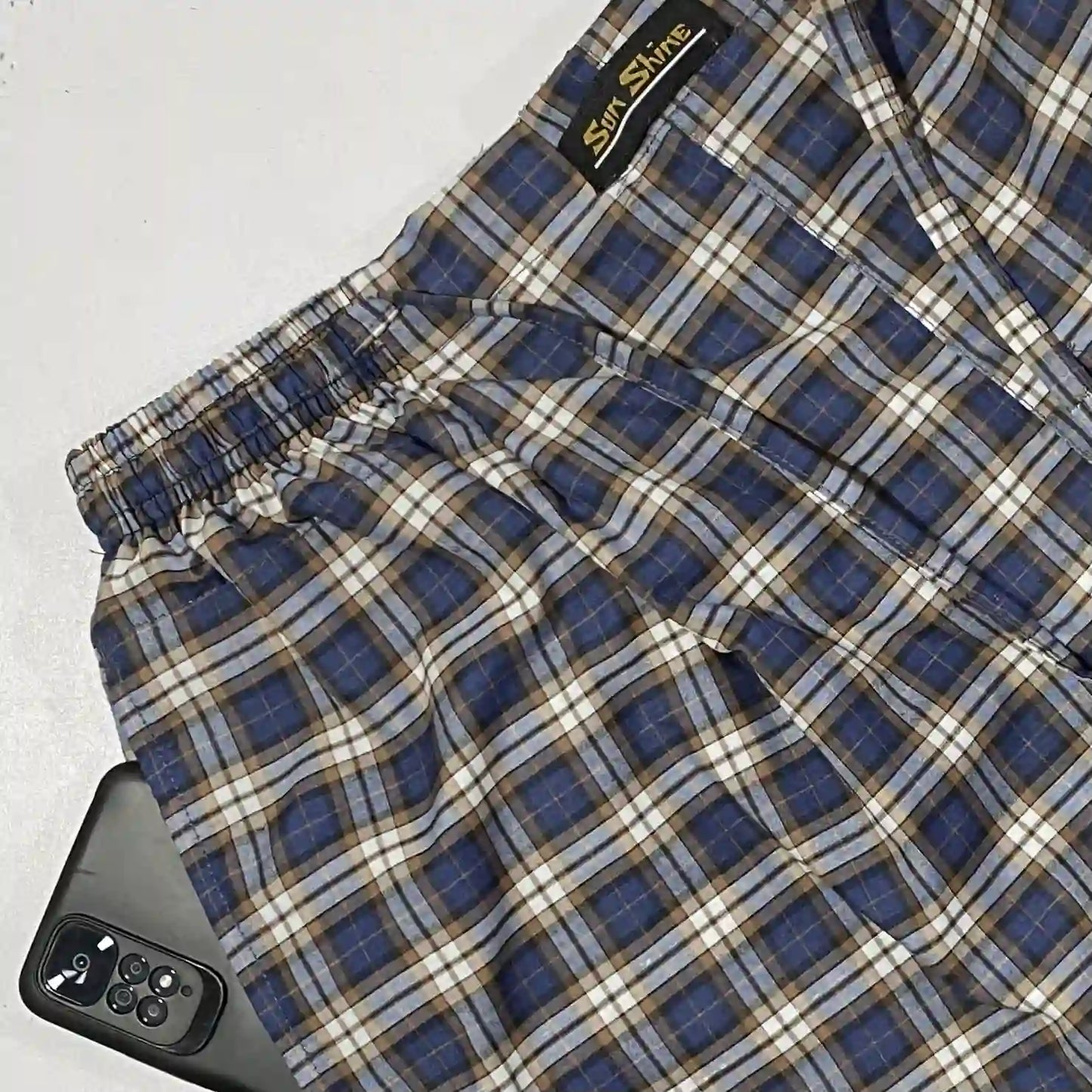 Navy Blue Check Cotton Rich Pajamas MCRT-07