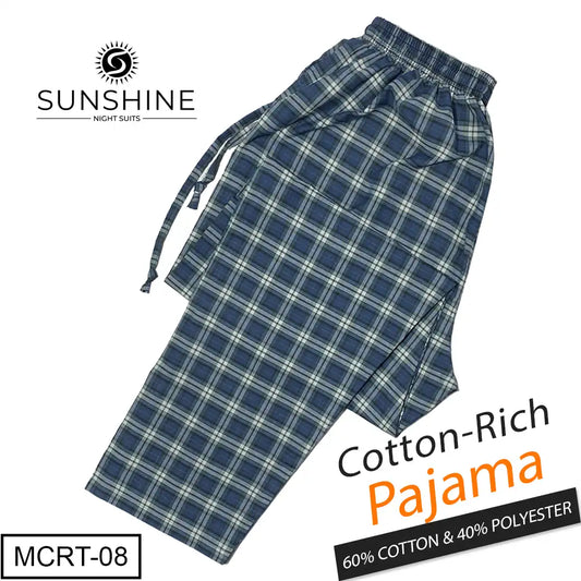 Steel Blue Check Cotton Rich Pajamas MCRT-08