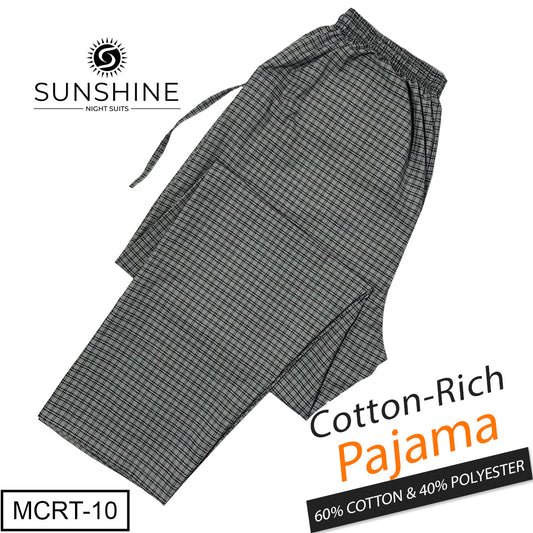 Grey Black Check Cotton Rich Pajamas MCRT-10