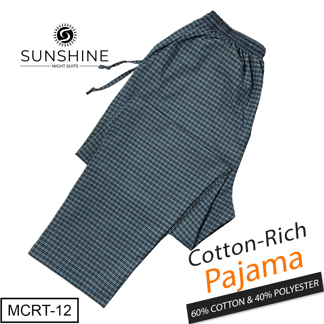 Bluish Grey Check Cotton Rich Pajamas MCRT-12