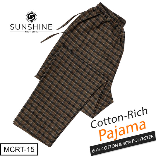 Brown Denim Check Cotton Rich Pajamas MCRT-15