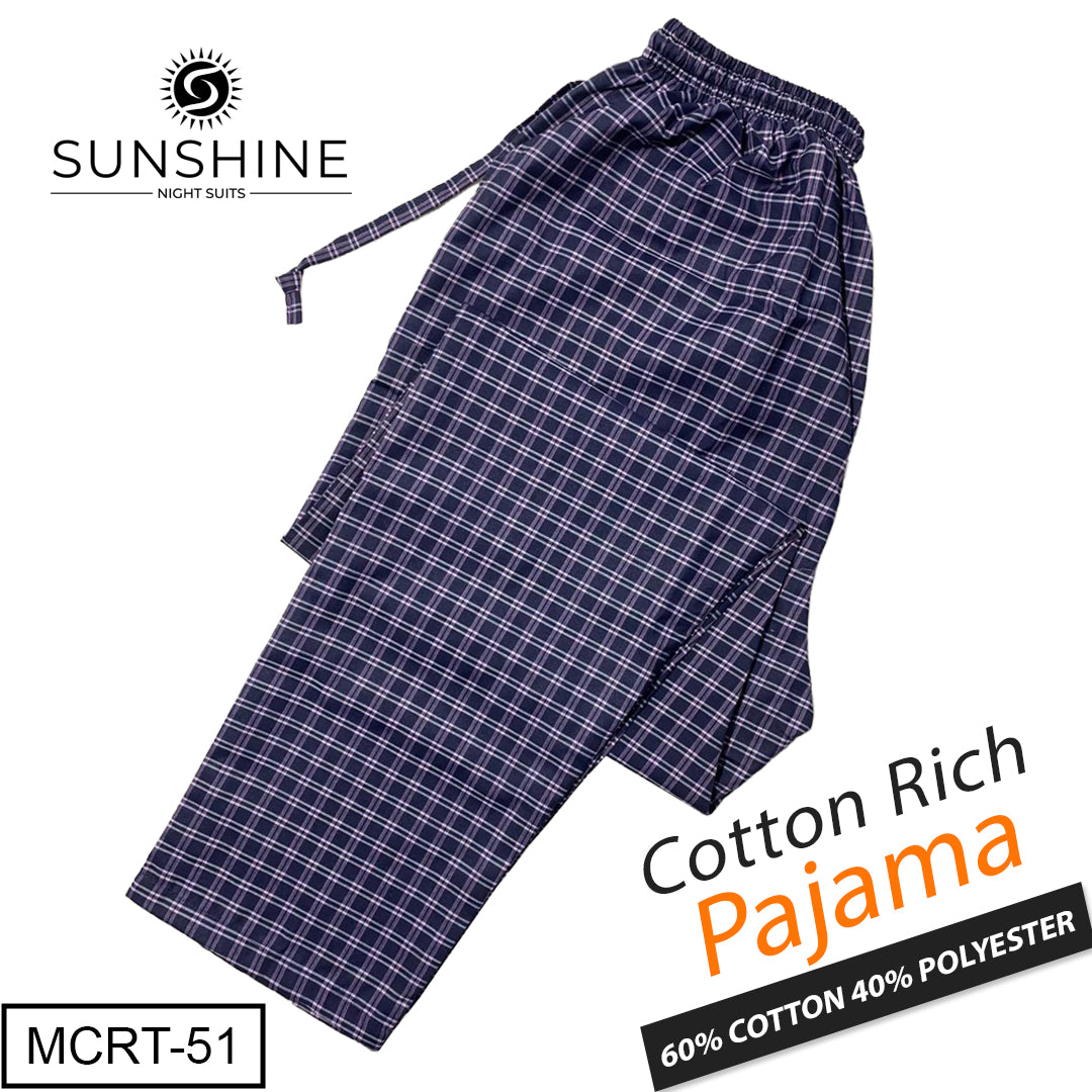 Navy Blue Check Cotton Rich Pajamas MCRT-51