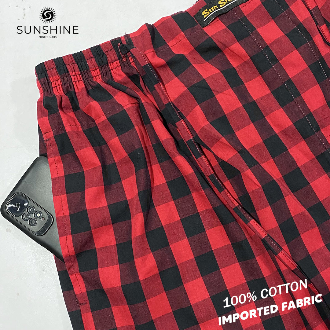 Black Red Check 100% Cotton Pajamas MCT-07