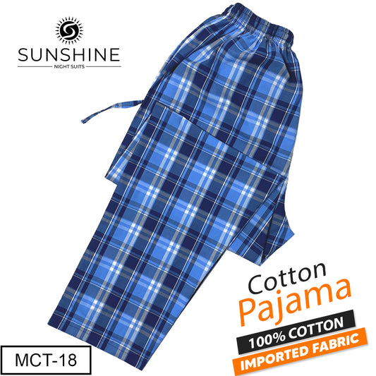Ice Blue Check 100% Cotton Pajamas MCT-18