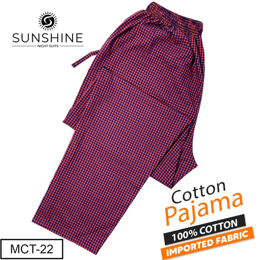 Coral Red Check 100% Cotton Pajamas MCT-22