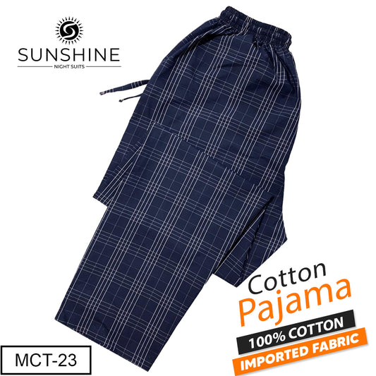 Denim Blue Check 100% Cotton Trousers MCT-23