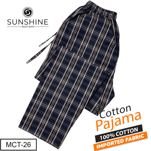 Obsidian Navy Check 100% Cotton Trousers MCT-26