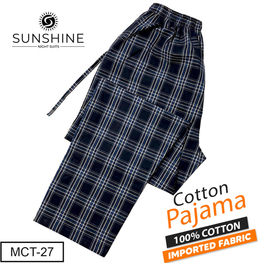 Dark Blue Check 100% Cotton Trousers MCT-27
