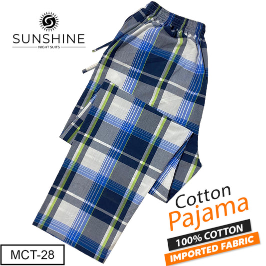 White Blue Check 100% Cotton Trousers MCT-28
