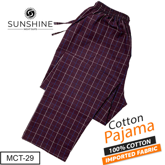 Burgundy Check 100% Cotton Trousers MCT-29