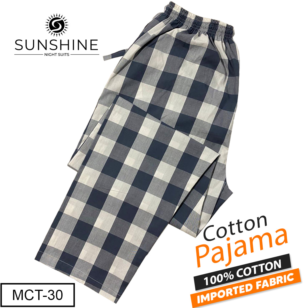 Grey White Check 100% Cotton Trousers MCT-30