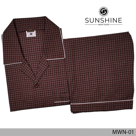 Dark Maroon Check Night Suit - MWN-01