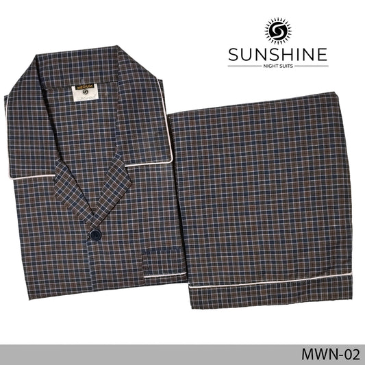 Navy Blue Check Night Suit - MWN-02