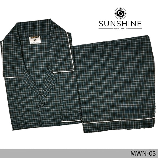 Teal Check Night Suit - MWN-03