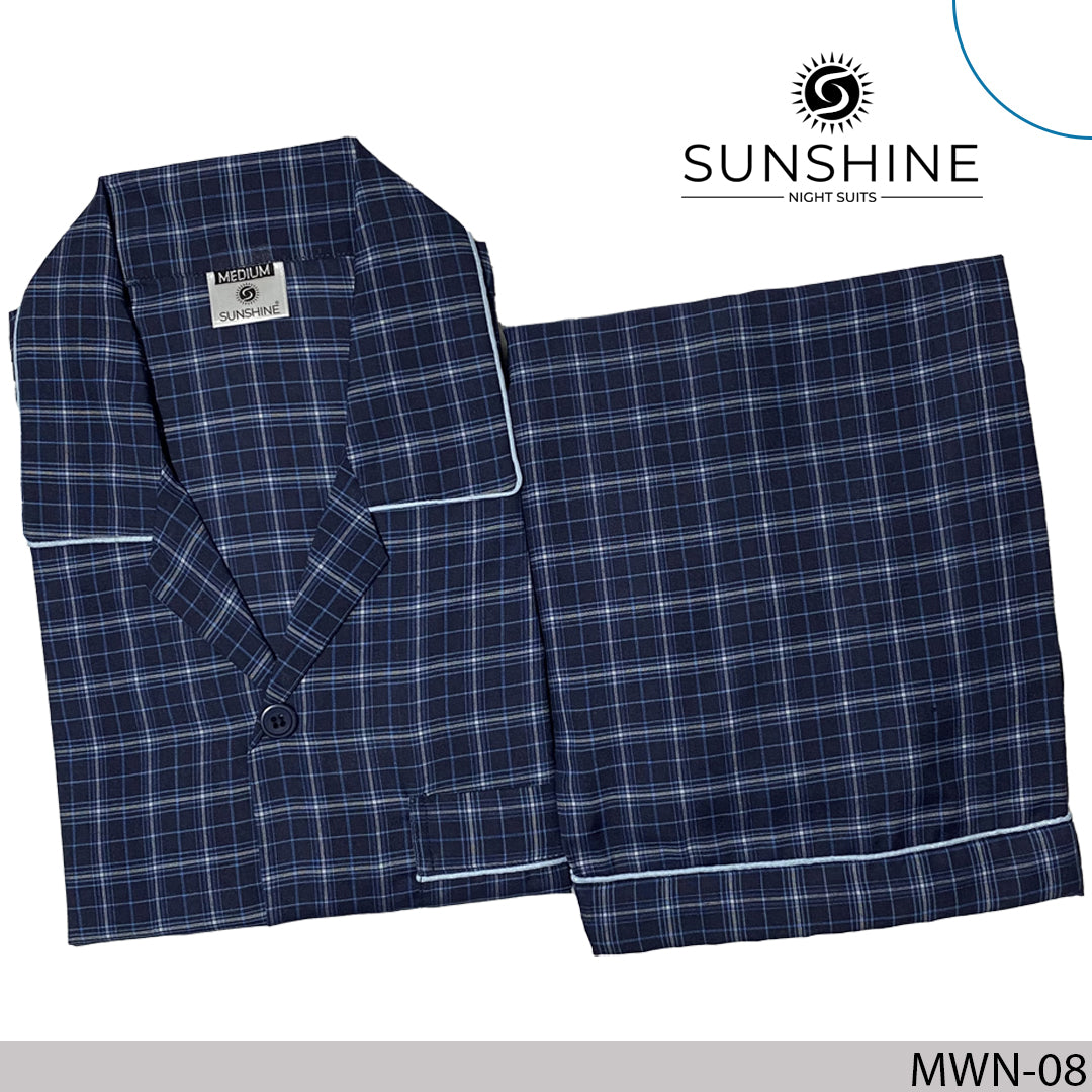 Royal Blue Check Night Suit - MWN-08