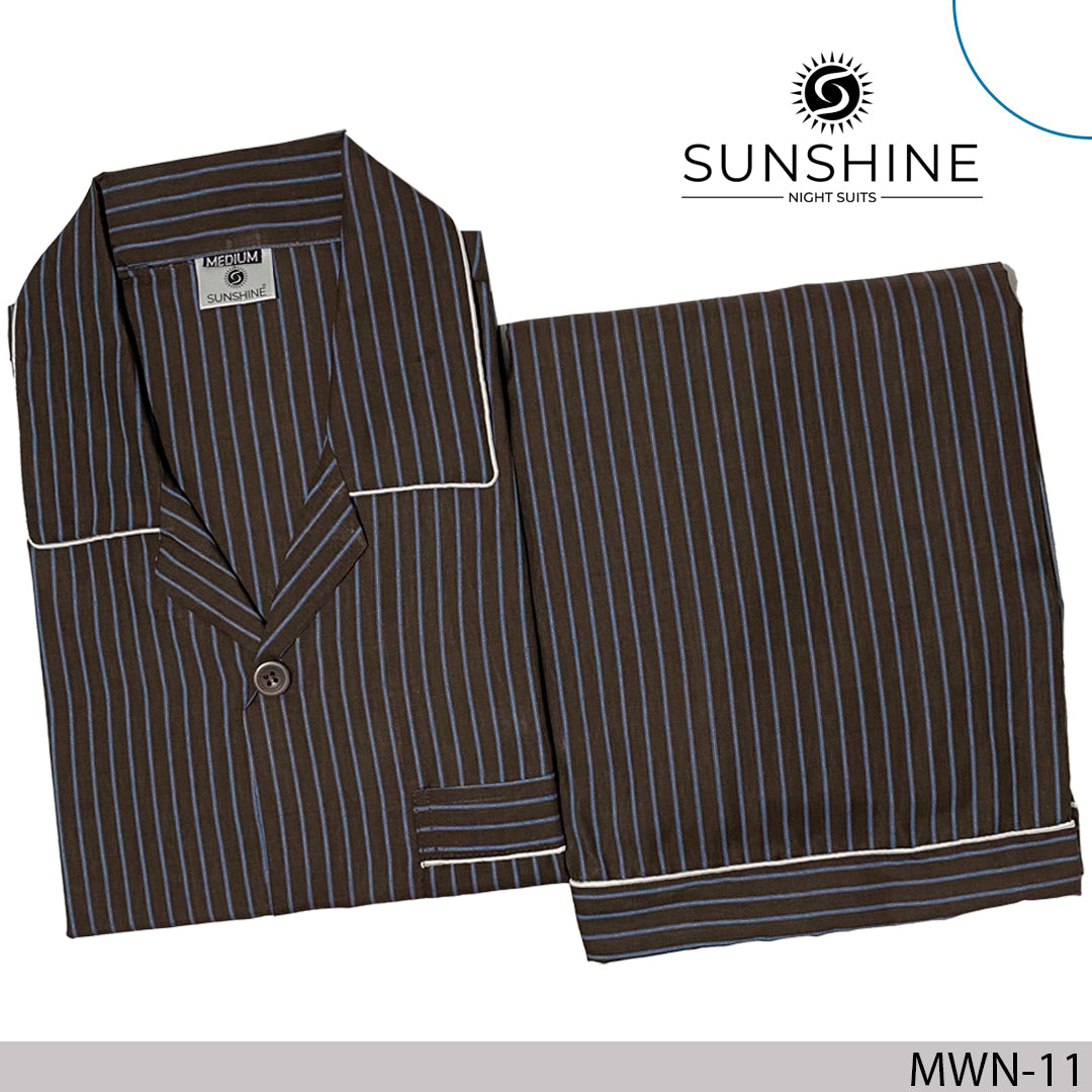 Dark Brown Stripe Night Suit - MWN-11