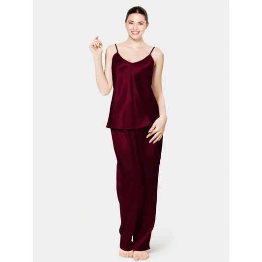 Dark Maroon Silk Cami Pajama WCP-03