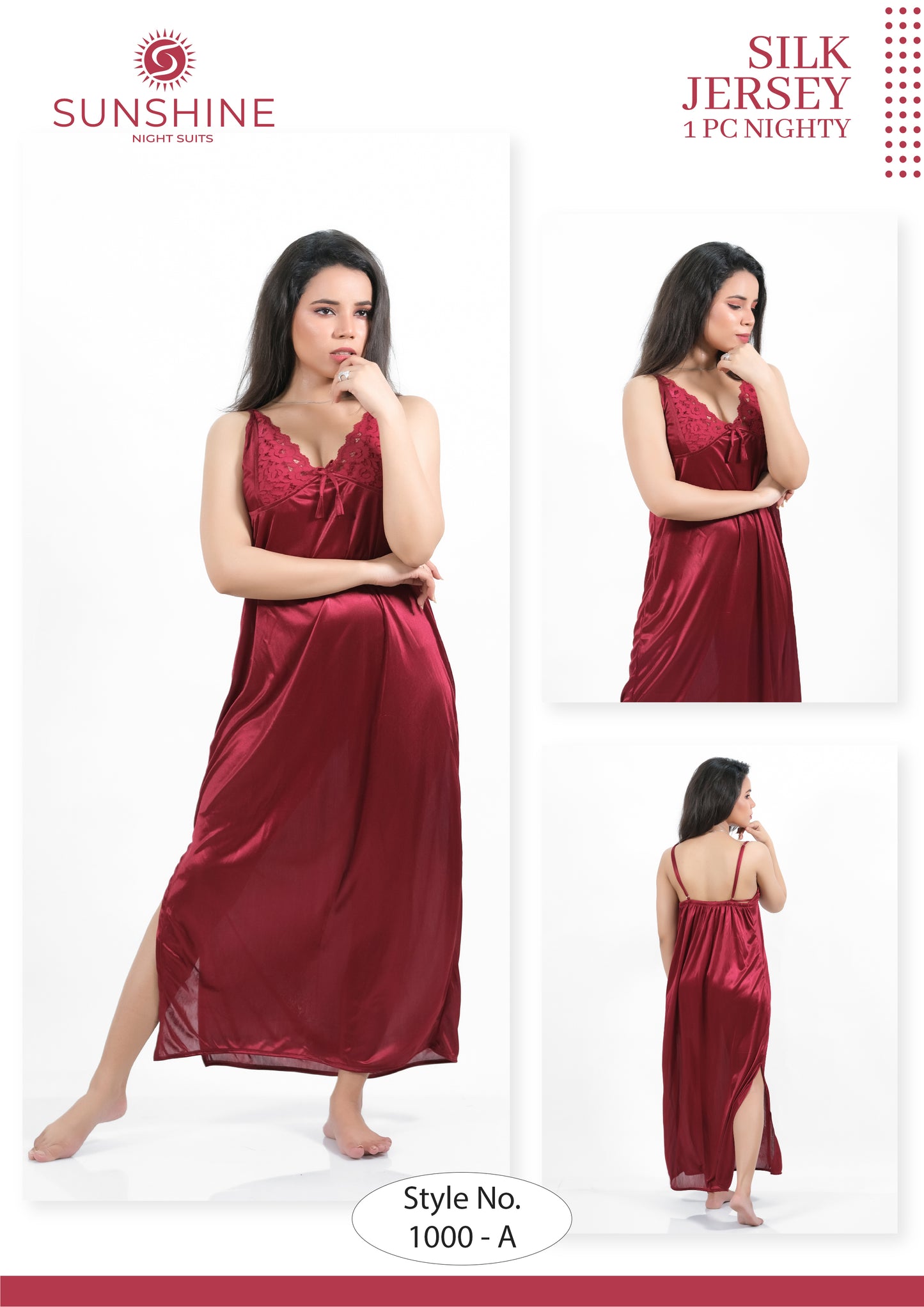 Silk Nighty 1pc Set - Style No. 1000