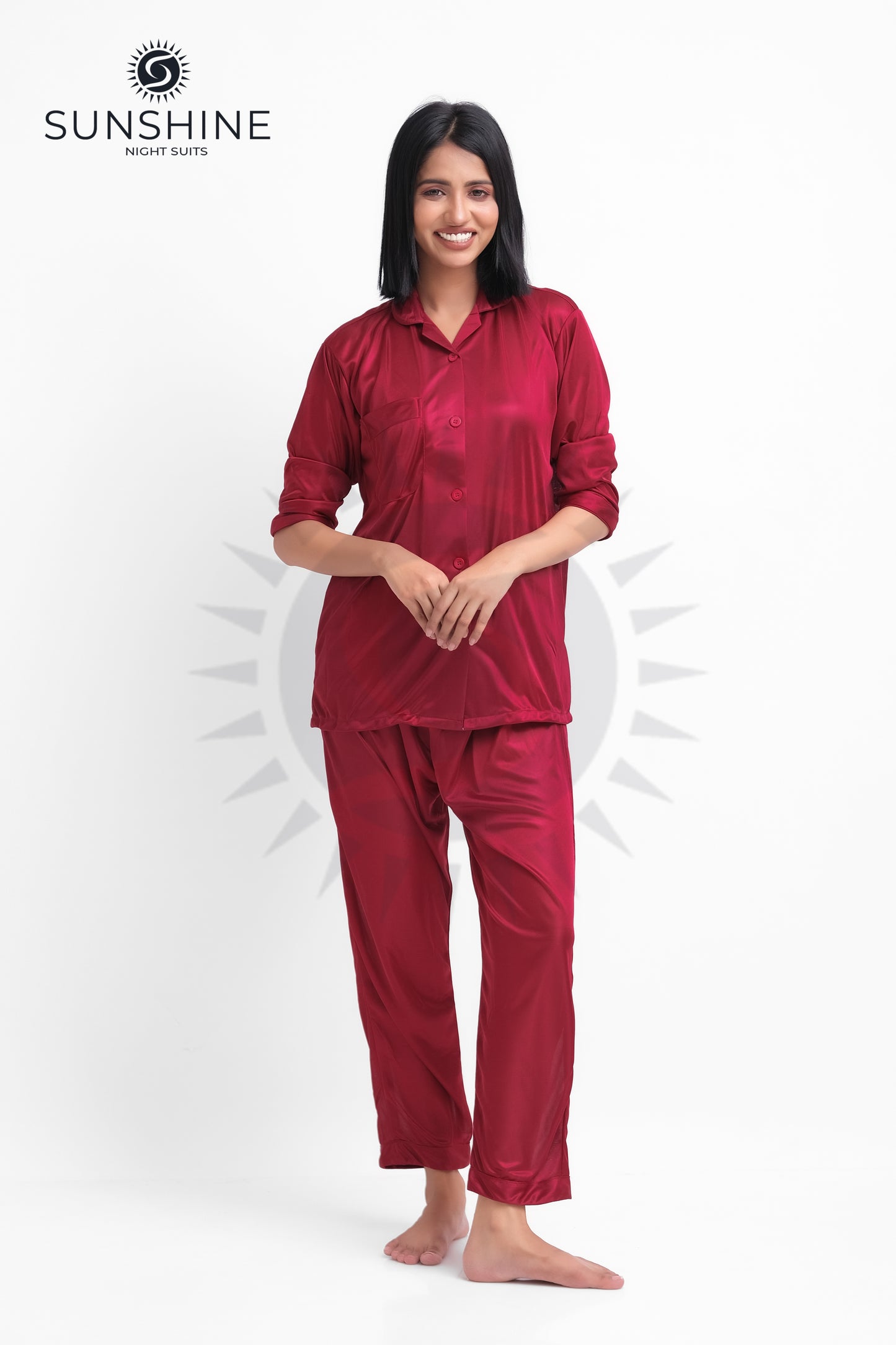 Maroon Silk Jersey Pajamas Set 2550-A