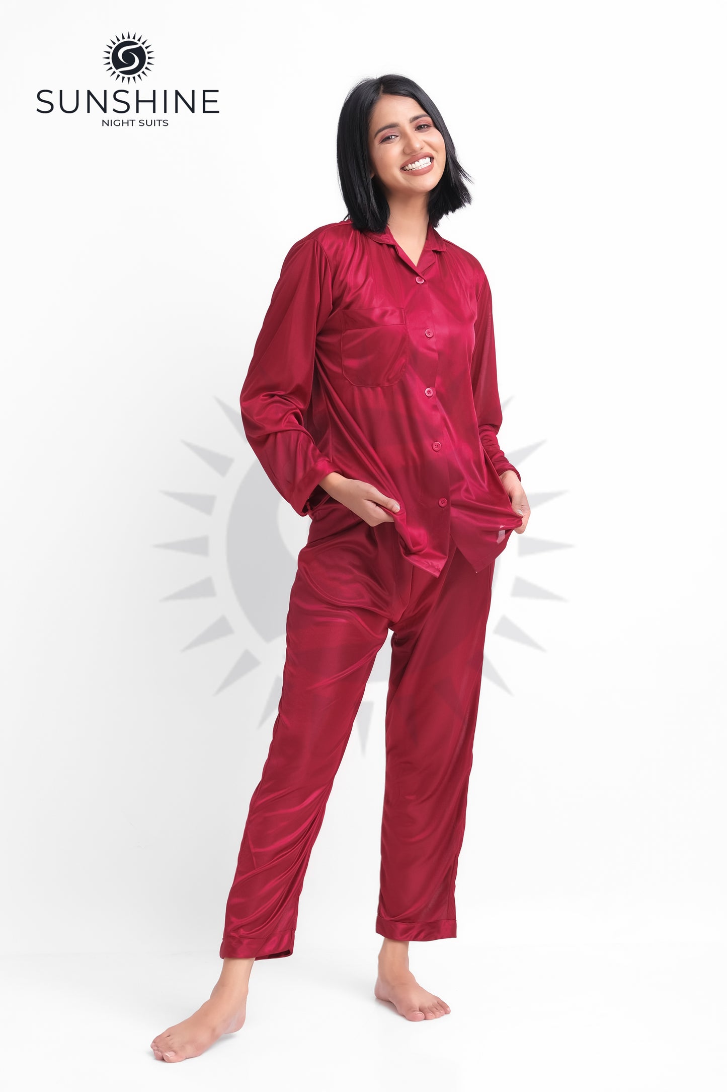 Maroon Silk Jersey Pajamas Set 2550-A