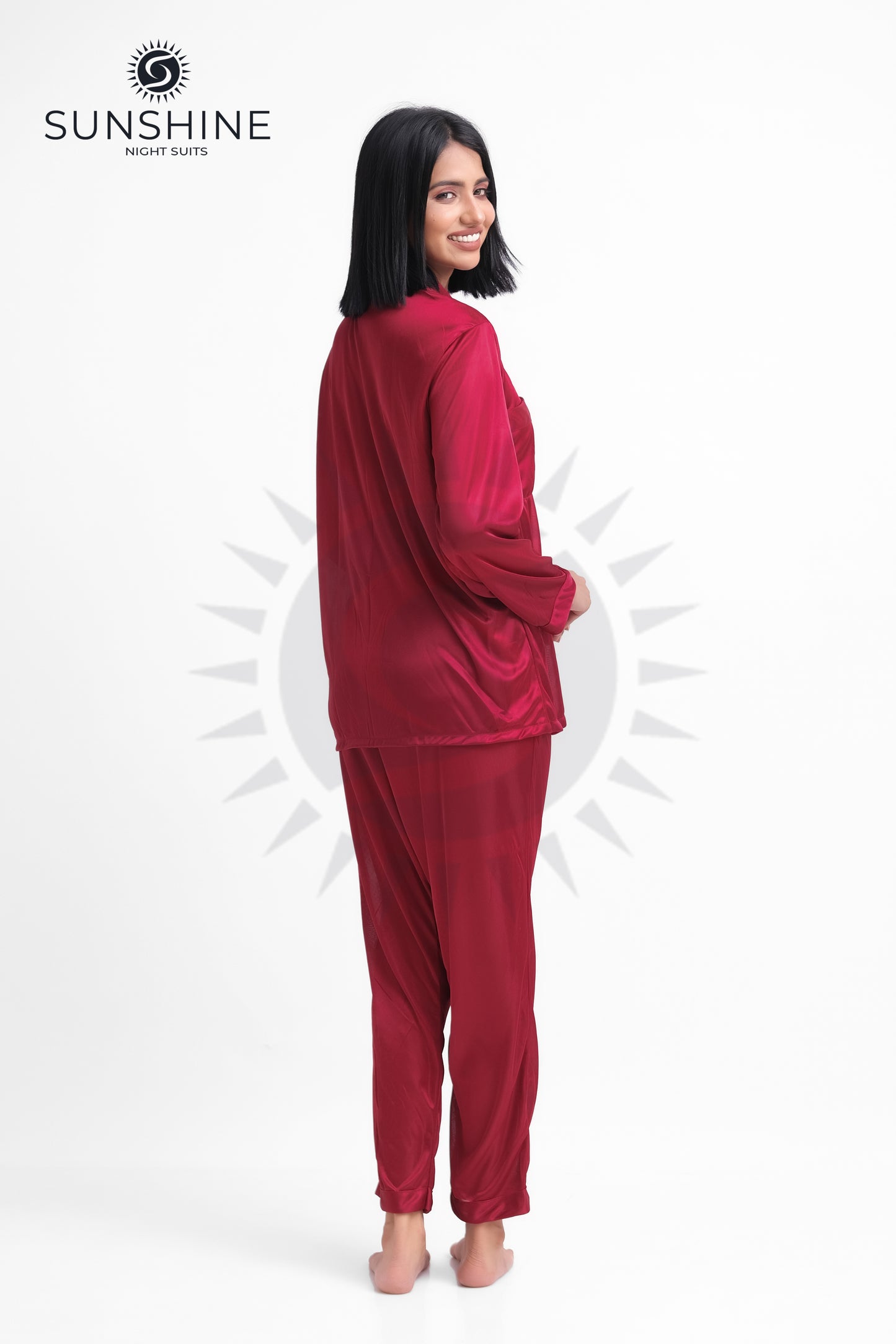 Maroon Silk Jersey Pajamas Set 2550-A