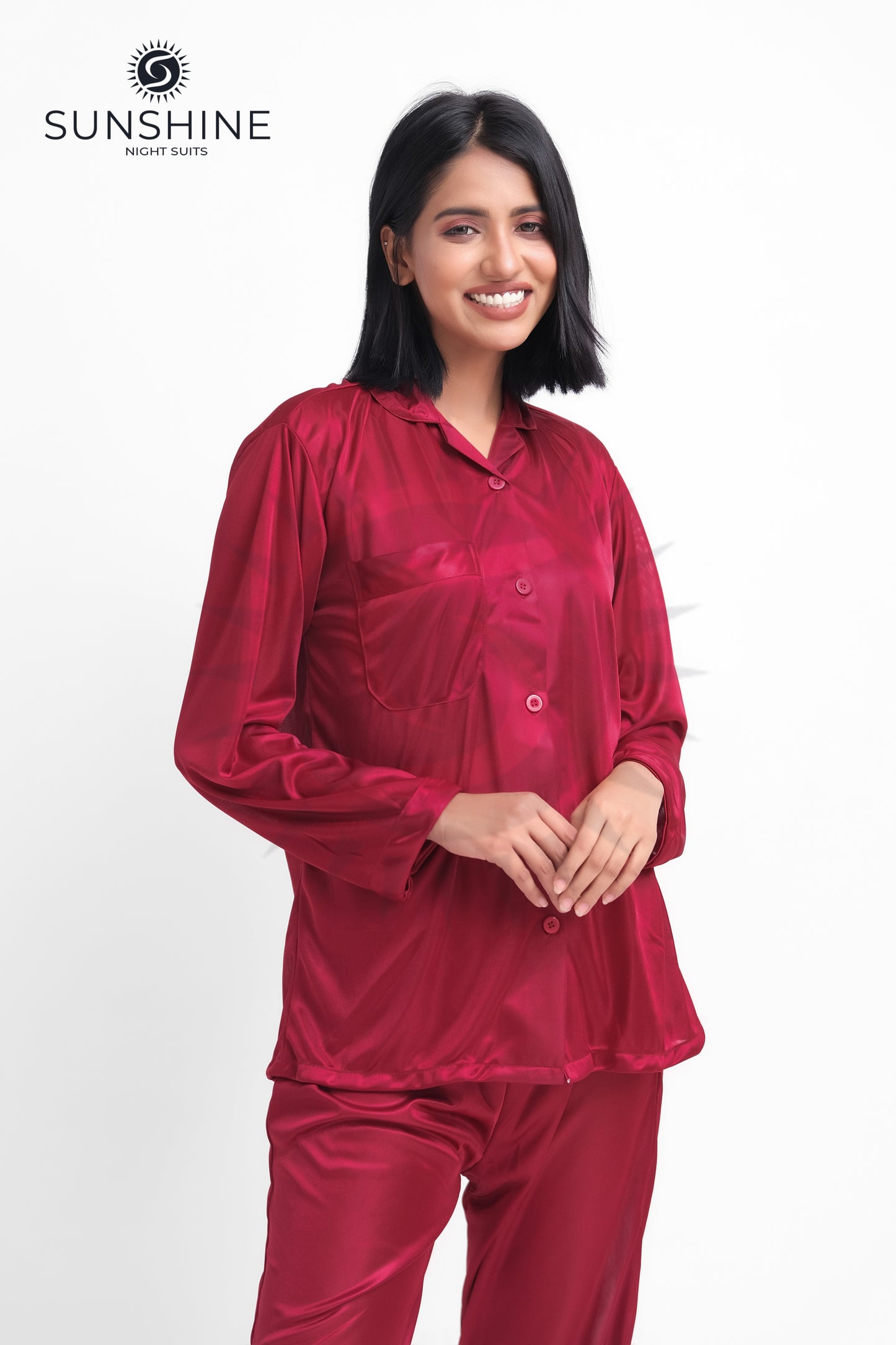 Maroon Silk Jersey Pajamas Set 2550-A