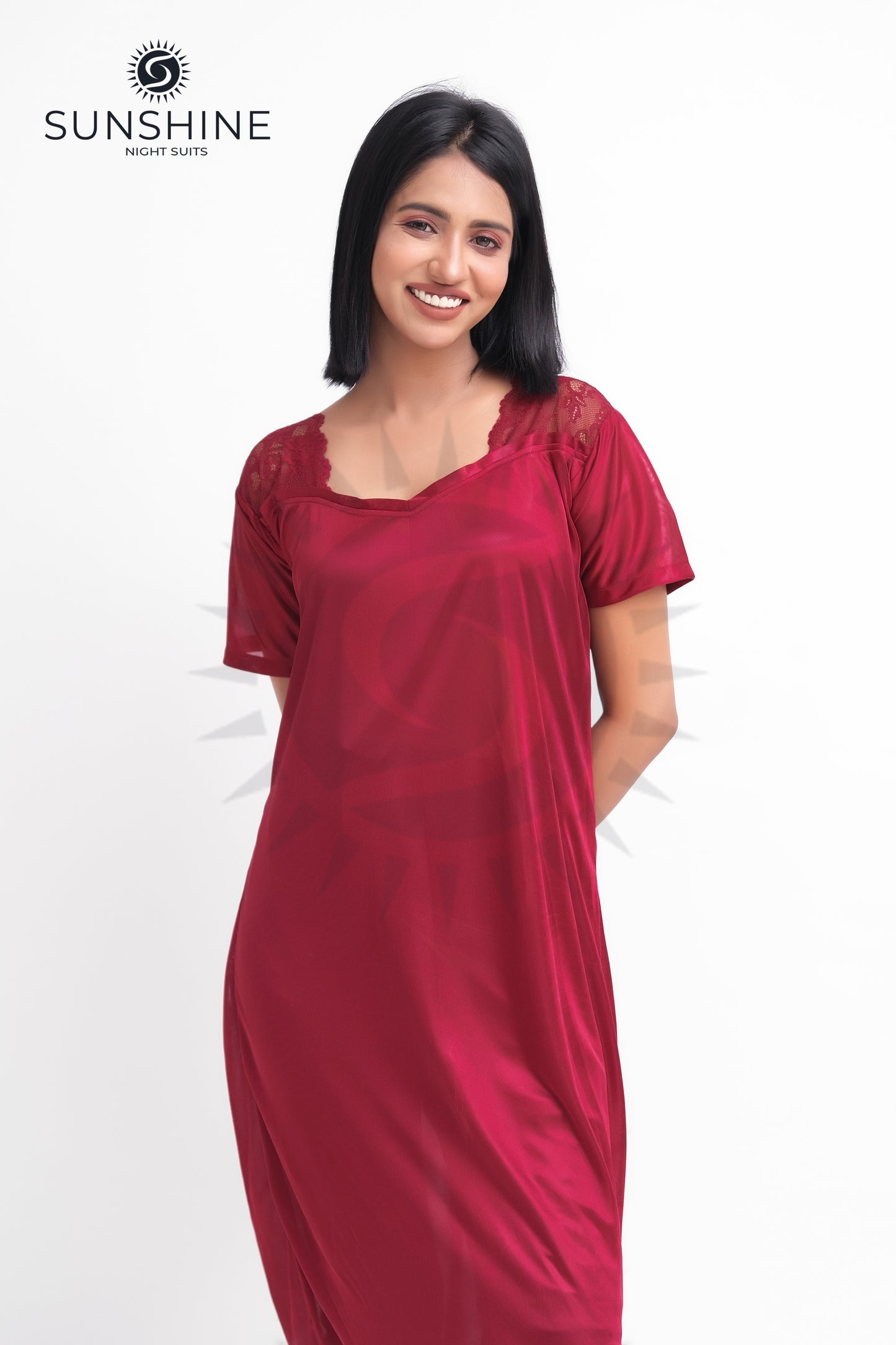 Maroon Silk Maxi Night Gown 1002-A