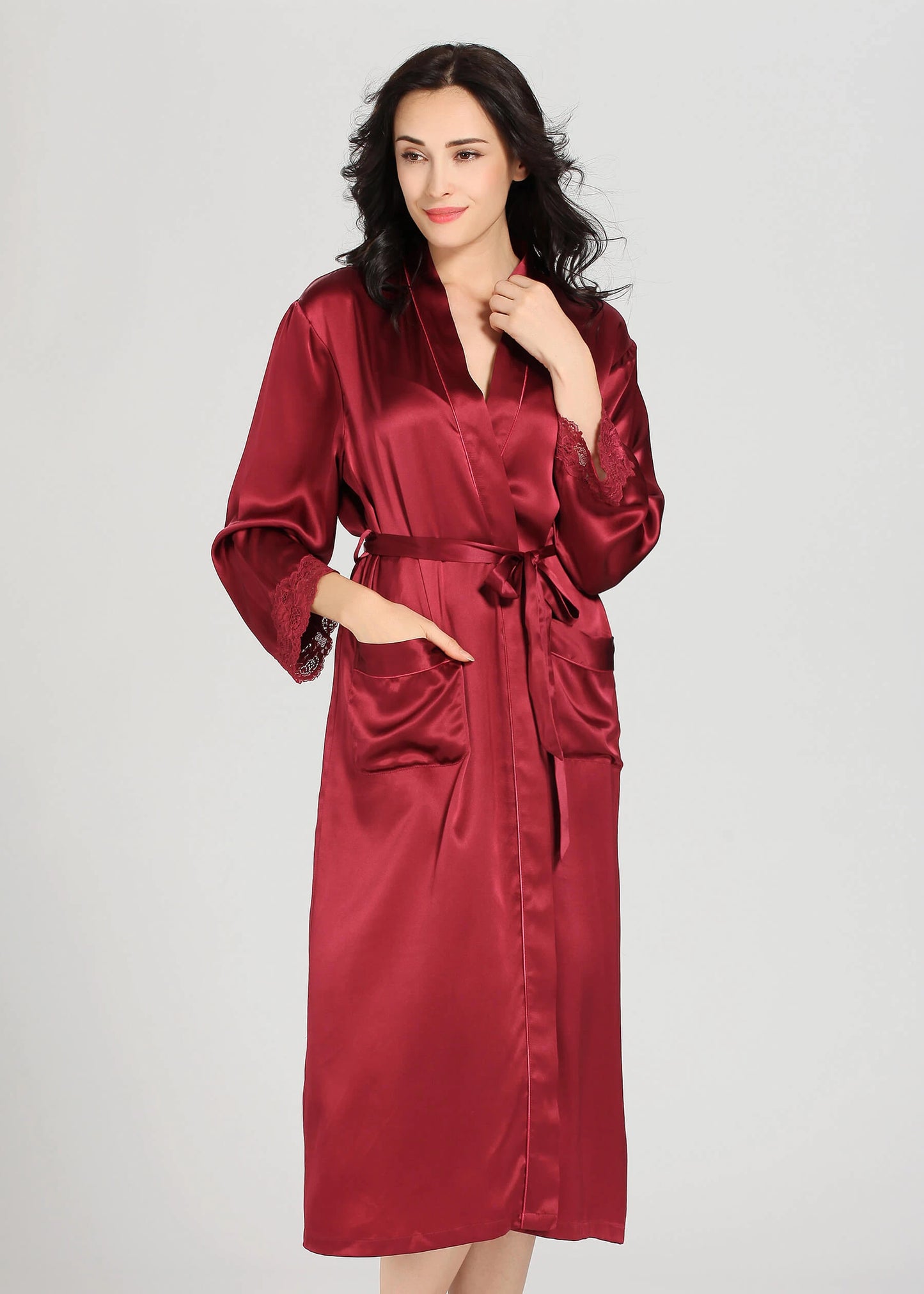 Maroon Silk Camisole & Gown Set WCGS-02