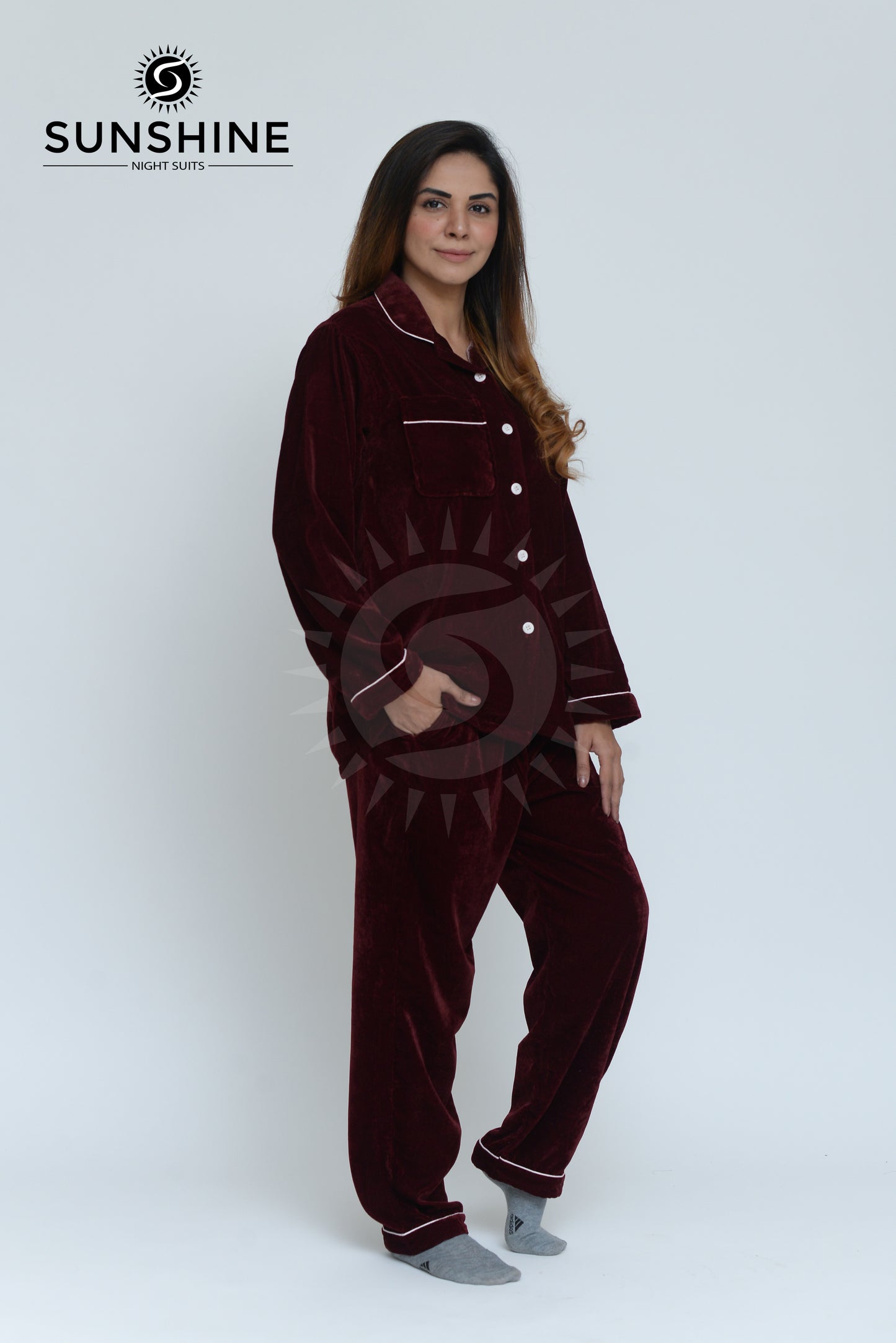 Maroon Velvet Nightdress WVN-01