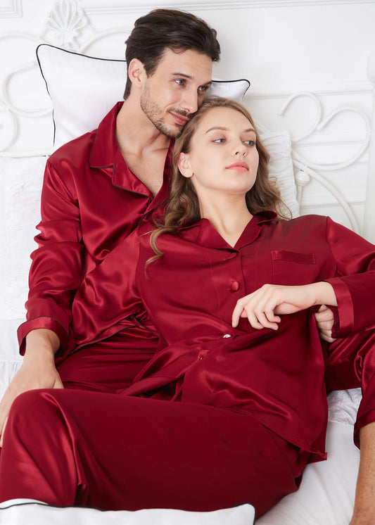 Wine Red Silk Couple Nightdress SCN-16