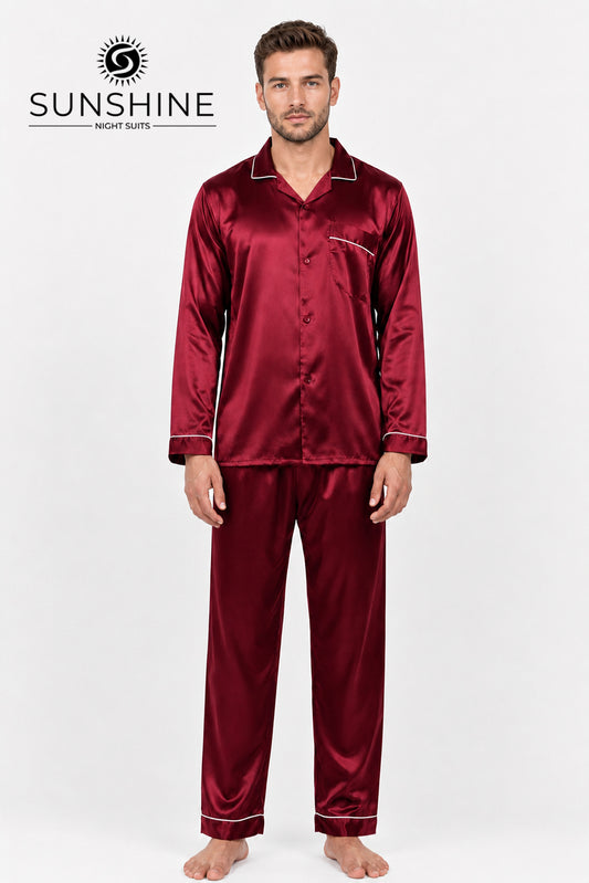 Maroon Silk Night Suit MSN-11