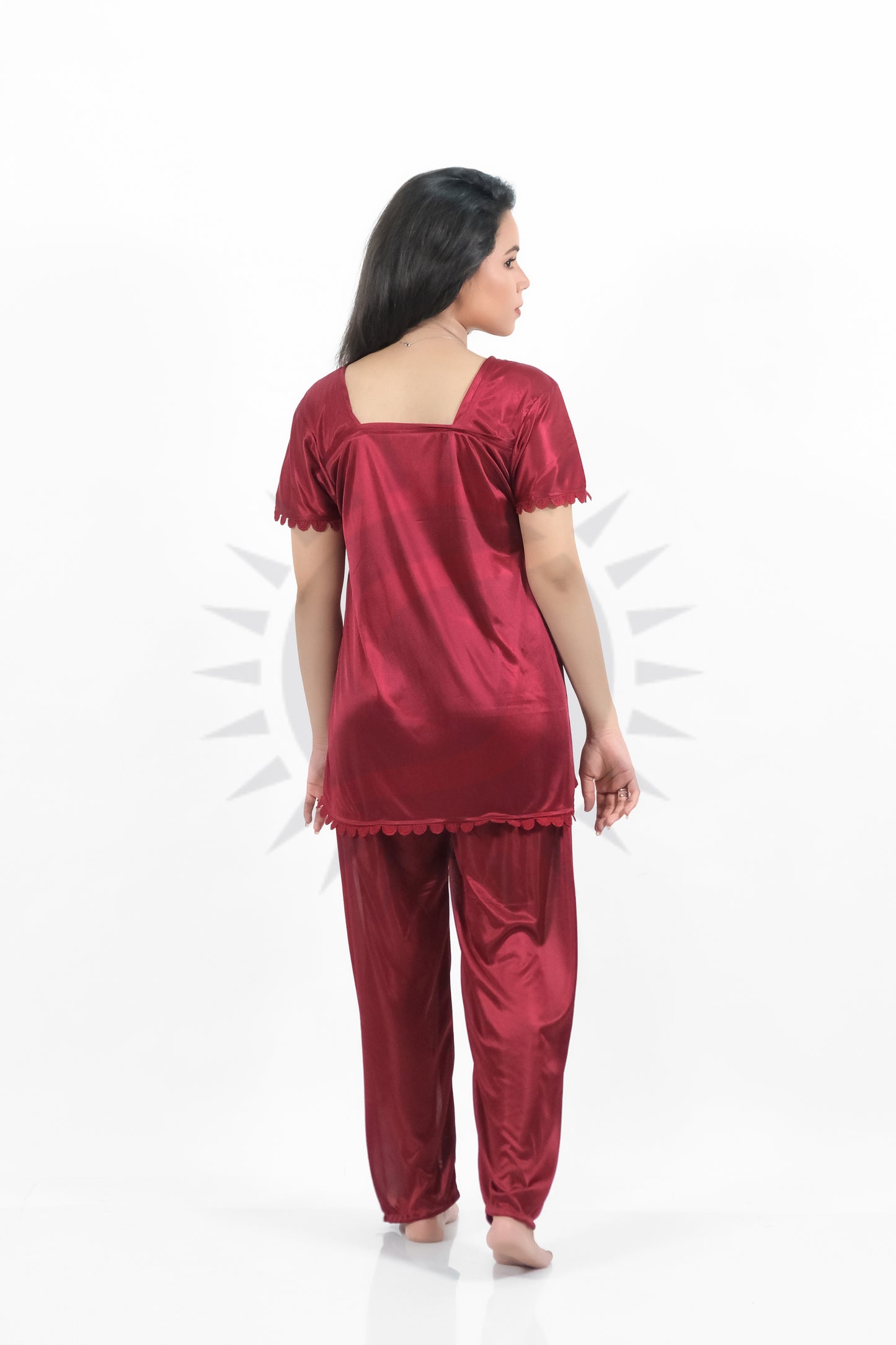 Maroon Silk Jersey Pajamas Set 2500-A