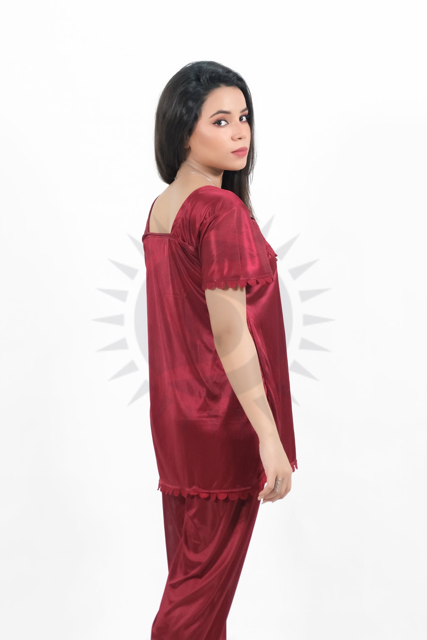 Maroon Silk Jersey Pajamas Set 2500-A