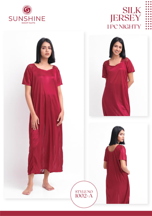 Maroon Silk Maxi Night Gown 1002-A